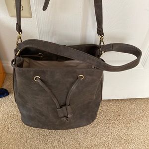 Dark Brown Leather Bucket Bag NWOT